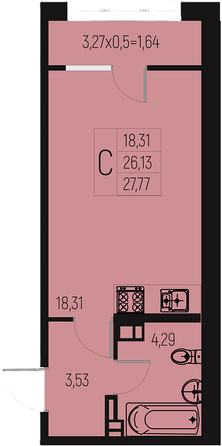 Планировка Студия 27,77, 28,12 м²