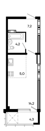 Планировка 1-комн 34,9 м²