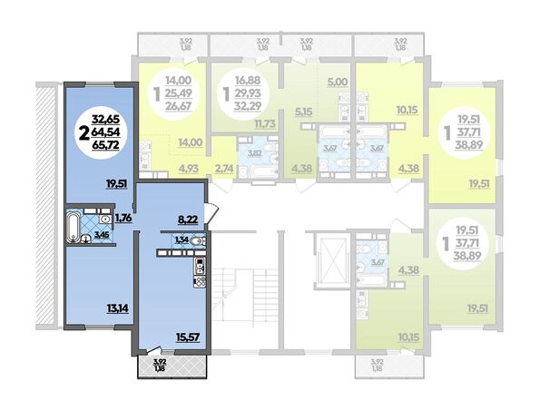 Планировка 2-комн 65,72 м²