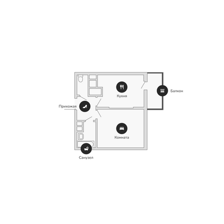 Планировка 1-комн 41,67 м²