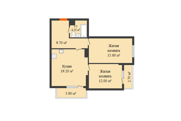 Планировка 2-комн 63,2 м²