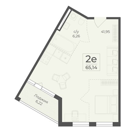 Планировка 2-комн 65,14 м²