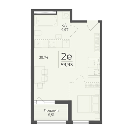 Планировка 2-комн 59,93 м²