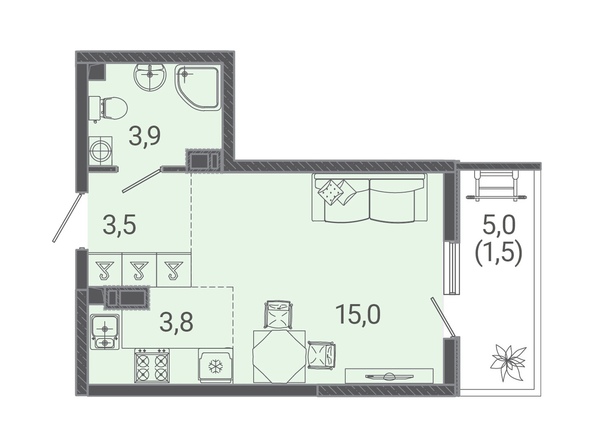 Планировка Студия 27,7 м²