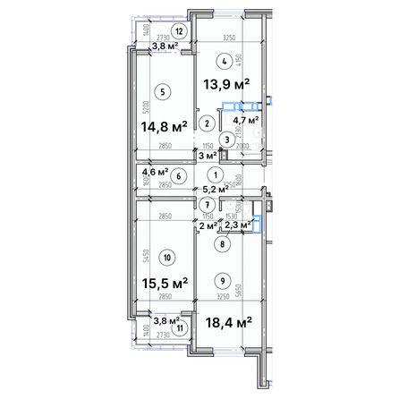 Планировка 3-комн 92 м²