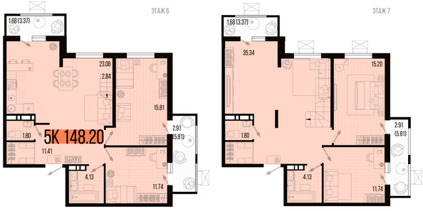 Планировка 5-комн 148,2 м²