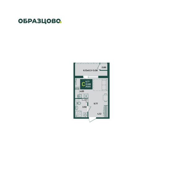 Планировка Студия 26,82 м²
