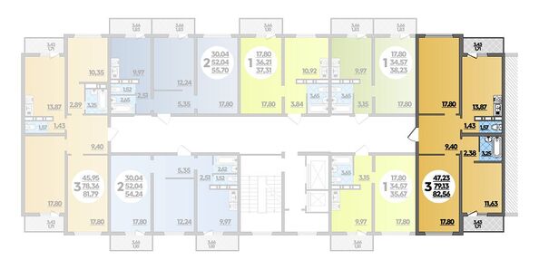 Планировка 3-комн 82,56 м²