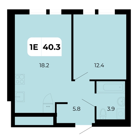 Планировка 1-комн 40,3 м²