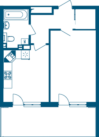 Планировка 1-комн 53,38 м²