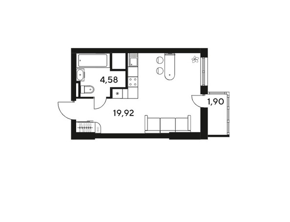 Планировка Студия 26,62 м²