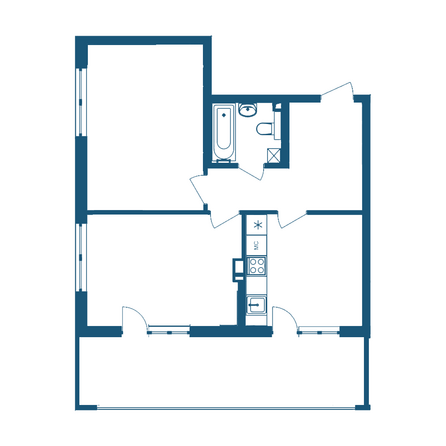 Планировка 2-комн 71,54 м²