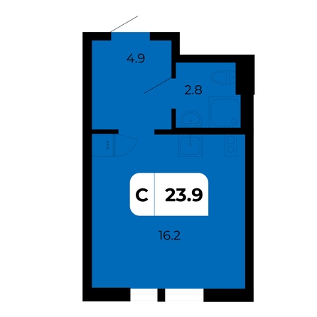 Планировка Студия 23,9 м²