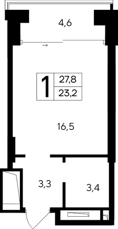 Планировка Апартамент 27,8 м²