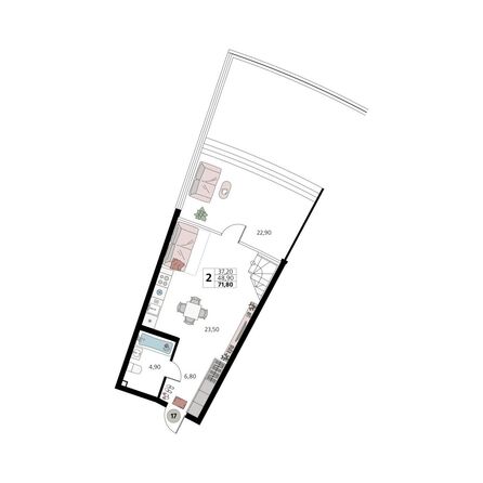 Планировка 2-комн 71,8 м²