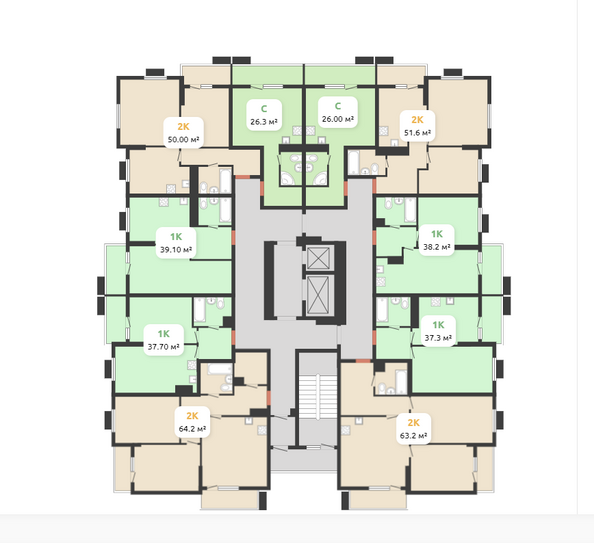 План 3-15 этажи этажа