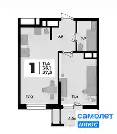 
   Продам 1-комнатную, 37.3 м², Родной дом 2, литера 1

. Фото 8.