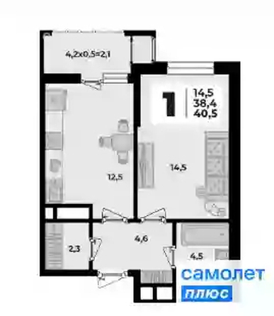 
   Продам 1-комнатную, 40.5 м², Родной дом 2, литера 1

. Фото 8.