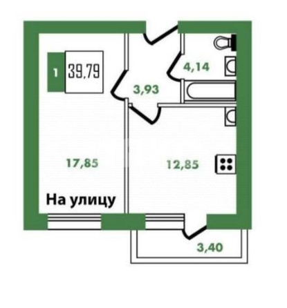 
   Продам 1-комнатную, 39.8 м², Новая ул, 1

. Фото 4.