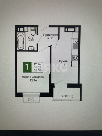 
   Продам 1-комнатную, 32.8 м², Индустриальная ул, 2

. Фото 1.