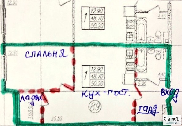 
   Продам 2-комнатную, 50 м², Войсковая ул, 4 к.9

. Фото 1.