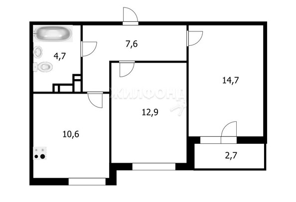 
   Продам 2-комнатную, 53.2 м², Жириновского ул, 1

. Фото 11.