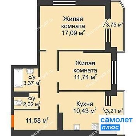 
   Продам 2-комнатную, 56.9 м², Боспорская ул, 8

. Фото 2.