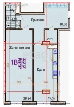 
   Продам 1-комнатную, 73.74 м², Ярославская ул, 113/1

. Фото 15.