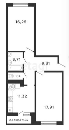 
   Продам 2-комнатную, 60.2 м², Конгрессная ул, 19/1

. Фото 1.