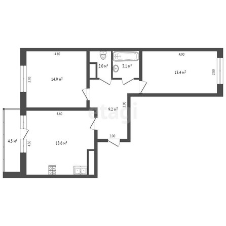 
   Продам 2-комнатную, 70 м², Домбайская ул, 55

. Фото 13.