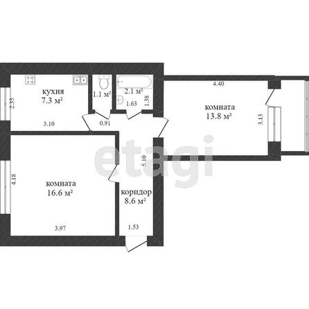 
   Продам 2-комнатную, 50.5 м², Рашпилевская ул, 34

. Фото 13.