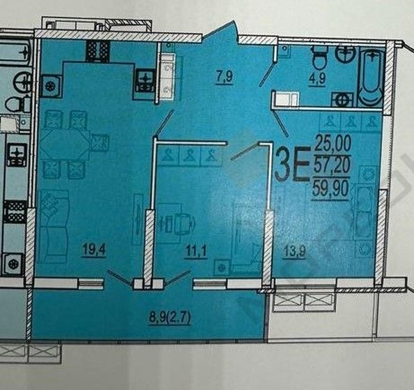 
   Продам 2-комнатную, 66 м², Конгрессная ул, 41

. Фото 21.