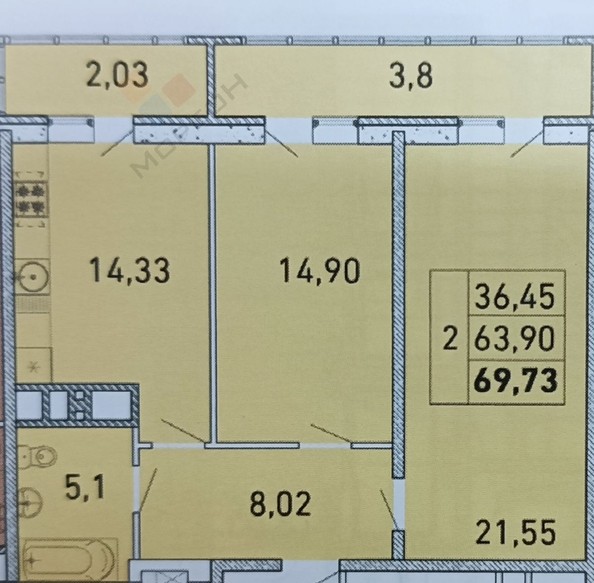 
   Продам 2-комнатную, 71 м², Сормовская ул, 1/6

. Фото 17.