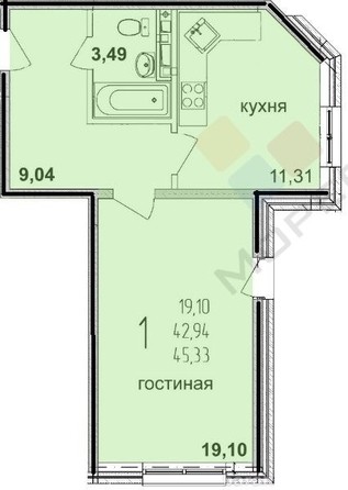 
   Продам 1-комнатную, 45.3 м², Шаляпина Ф.И. ул, 30/1лит1

. Фото 12.