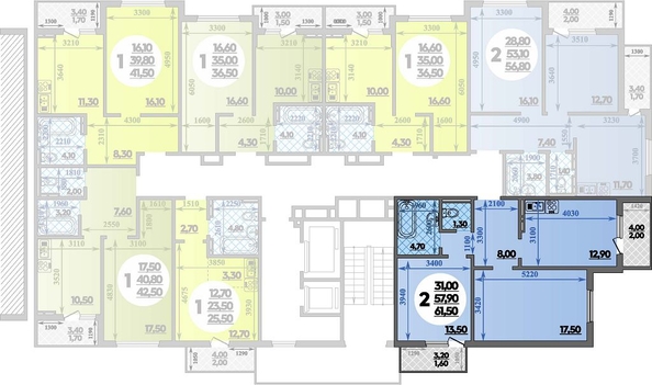 
   Продам 2-комнатную, 61.5 м², Героя Владислава Посадского ул, 17

. Фото 1.