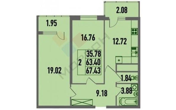 
   Продам 2-комнатную, 63.8 м², Дальняя ул, 8к2

. Фото 11.