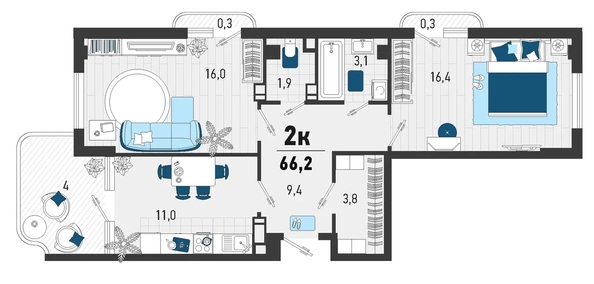 
   Продам 2-комнатную, 63.3 м², Конечная ул, 2

. Фото 23.