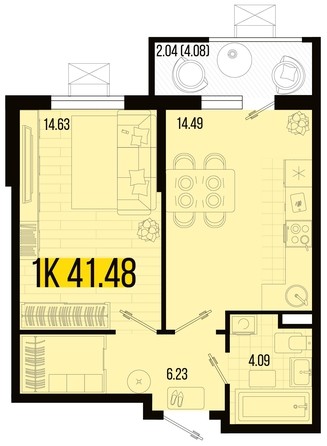 
   Продам 1-комнатную, 41.48 м², Цветной бульвар, литер 2

. Фото 4.