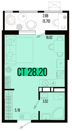 
   Продам 1-комнатную, 28.2 м², Цветной бульвар, литер 3

. Фото 12.