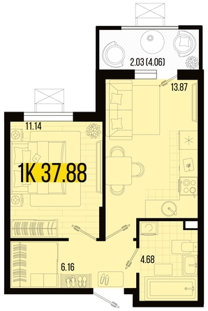 
   Продам 1-комнатную, 37.88 м², Цветной бульвар, литер 3

. Фото 4.