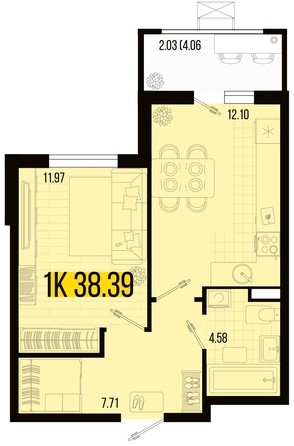 
   Продам 1-комнатную, 38.39 м², Цветной бульвар, литер 1

. Фото 4.