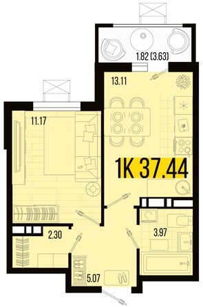 
   Продам 1-комнатную, 37.44 м², Цветной бульвар, литер 2

. Фото 4.