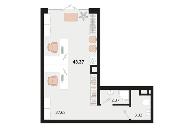 
   Продам офис, 43.37 м², Родные просторы, литера 22

. Фото 1.