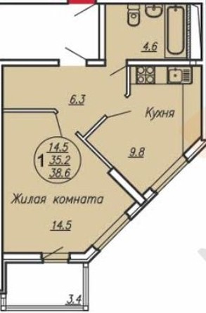 
   Продам 1-комнатную, 38.6 м², Гаражная ул, 87

. Фото 7.