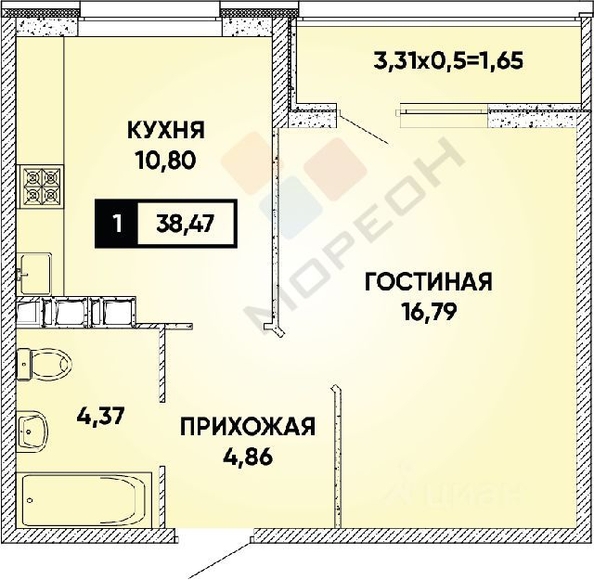 
   Продам 1-комнатную, 38.5 м², Наставников ул, 14

. Фото 8.