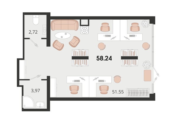 
   Продам офис, 58.24 м², Родные просторы, литера 24

. Фото 1.