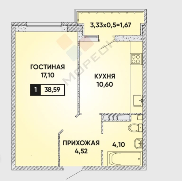 
   Продам 1-комнатную, 37.1 м², Григория Булгакова ул, 8к1

. Фото 6.