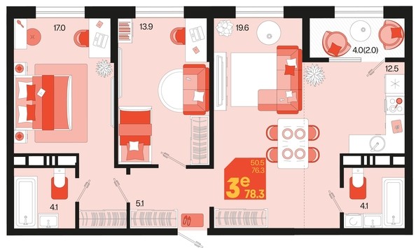 
   Продам 3-комнатную, 78.3 м², Первое место, квартал 1.10 литер 1

. Фото 1.