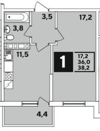
   Продам 1-комнатную, 36.5 м², Западный Обход ул, 38/1к1

. Фото 23.
