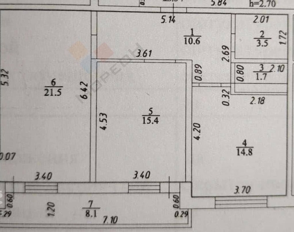 
   Продам 2-комнатную, 67.5 м², Невкипелого ул, 18к1

. Фото 19.